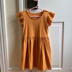 Cat & Jack Orange Eyelet Flutter-Sleeve Dress
